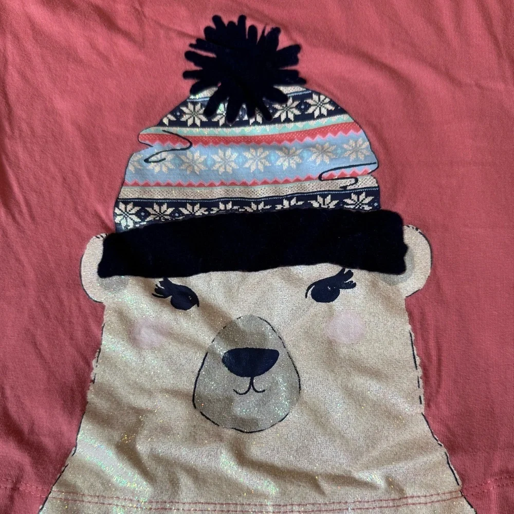 GYMBOREE girls Polar Bear Graphic Long Sleeve Shirt - Pink/size 6